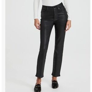 NEW GOOD AMERICAN 12/31 Good Classic Coated Ankle Straight Jeans Black Old Money